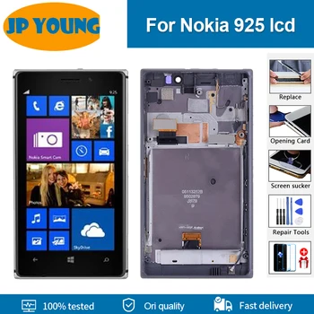 100% Originalus, Skirtas Nokia Lumia 925 RM-893 LCD Pakeitimo Asamblėjos Ekranas Jutiklinis Ekranas skaitmeninis keitiklis 