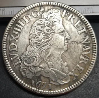 1690-1693 Prancūzija-Karalystė 1 Ekiu - Liudviko XIV Sidabro Padengtą Kopijuoti Monetos (pasirinkti dieną )