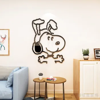 3D Animaciją Snoopy Vaiko Kambario Dekoro Lipduko Miegamasis Pagalvėlė Kambarį Bendrabutyje Akrilo Siena Lipdukas Kawaii Pora Mažų Dovanų