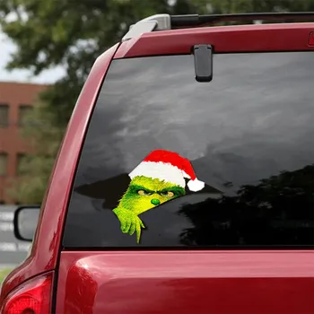 3D Žalia trumpaplaukis monstras Kalėdų Automobilių Krekingo Automobilio Lipdukas Lipdukas Vandeniui ir Lengvai Įdiegti PVC Vinilo Namų Puošybai