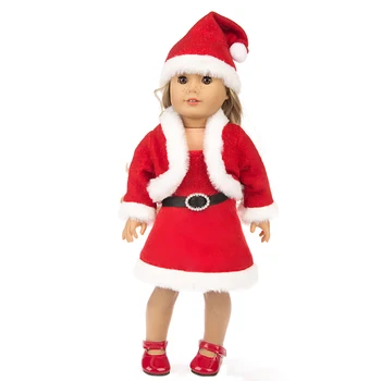 3pcs 1, Naują Kalėdų Kostiumas 18 Colių Amerikos Mergina Lėlės, 18 Colių Lėlės Drabužiai