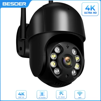 4K 8MP Wi-fi IP Kamera, Auto Sekimas Humanoidų Aptikimo Garso PTZ Saugumo Kameros P2P H. 265 CCTV Vaizdo Stebėjimo Kameros