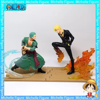 Anime One Piece Sanji Zoro Kovoti Laikysena Ugnies Mūšis Versija PVC Kolekcines Onepiece Veiksmų Skaičius, Modelį, Vaikų Žaislai