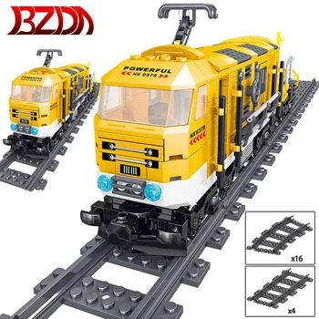 BZDA aukštųjų technologijų Žaislai Traukinio Serijos Baterija Elektrinis Traukinys Blokai Miestas Krovinių Krovinius, Dainos Modelis dovanos