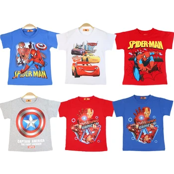 Disney Berniukas T-shirt Vasaros trumparankoviai Vaikų Medvilnės Kūdikių Drabužiai žmogus-Voras McQueen Superhero Mados 3-8 Metų