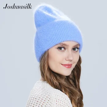 Joshuasilk Naujo Stiliaus Mergina, Moterų Žiemos skrybėlę Angora100% Dvigubą šiltą kepurę Skulies beanies Populiarus spalvų mergina