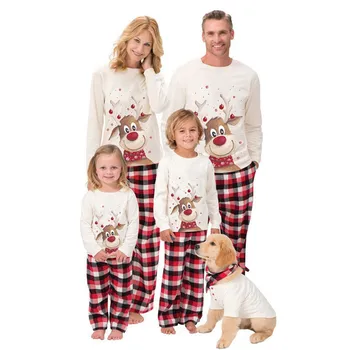 Kalėdų Šeimos Atitikimo Pižama Suaugusiems Vaikams Milu elnių Šeimos Atitikimo Komplektus Viršuje+Kelnės Kalėdos Sleepwear Pižamos Kūdikių Jumpsuit