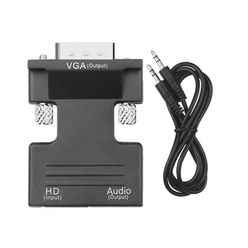 Karšto HDMI suderinamus Moterų VGA Male Keitiklis Su Audio Adapteris Remti 1080P Signalo Išėjimas Konverteris+Audio Kabeliai L3FE