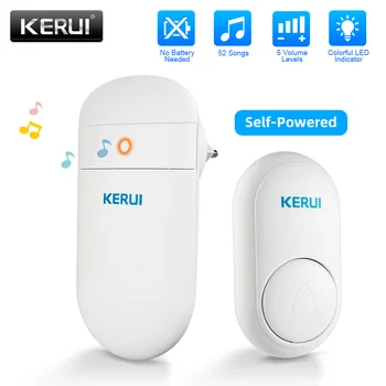 KERUI M518 Belaidį durų skambutį Savarankiškai Energijos Gamybos 52 Dainų Smart Home Security Sveiki Varpeliais, Durų Bell Mini Mygtuką, LED Šviesos