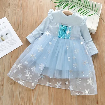 Kūdikių Mergaičių Suknelė Vaikai China Snaigės Akių Suknelės Kalėdų Gimtadienio Cute Fairy Princess Dress Bamblys Mergina Drabužius, 1-5Y