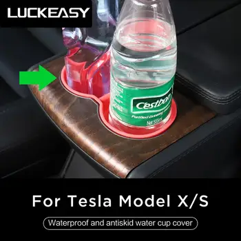LUCKEASY Automobilių Aksesuarų, Interjero Modifikacija Tesla Model X Modelių 2017-2021 Nuimamas neslidus Vandeniui vandens Puodelio dangtelį