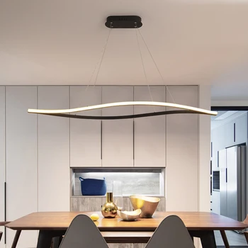 Modernios LED lempos lapų matinė juoda pakabos liustra restoranas virtuvės kambario apšvietimo apdaila baltos spalvos fanera, liustra