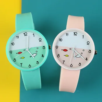 Naujoji Minkšto Gumos Žuvų Vaikų Laikrodžiai Mergaičių Mados Kvarcinis Laikrodis Moteris Laikrodis Moterų Valandas Reloj Montre Femme
