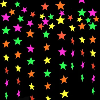 Neon Popieriaus Girliandą 4m Žvaigždžių Taškų Kabinti Papuošalų už Gimtadienio, Vestuvių Papuošalai Juodos Šviesos Reaktyvus UV Švyti Šalies Prekių