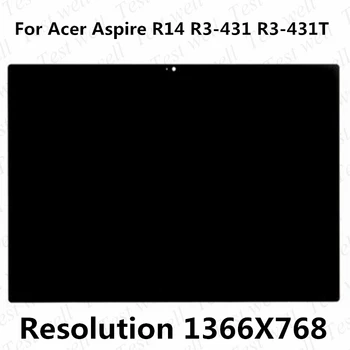 Originalus pakeisti Acer Aspire R14 R3-431 R3-431T Touch LED LCD Ekranas skaitmeninis keitiklis Asamblėjos ekranas prasme stiklo skydelis
