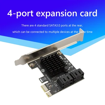 PCIe 4 Uostai SATA 3 III 3.0 6 Gb SSD Adapter PCI-e PCI Express x1 Valdiklio plokštės Plėtimosi Kortelės Palaikymas x4 x6 x8 x16