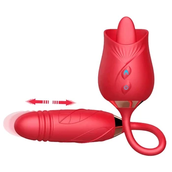 Rose Čiulpti Vibratorius 10 Greičio Vibracija Su Rutuliniais G Spot Dildo Klitorio Stimuliatorius Gyvis Spenelių Blowjob Sekso Žaislai Moterims