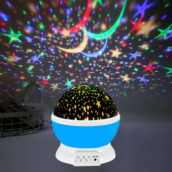 Star Projektoriaus Lempa Vaikų Miegamasis LED Nakties Šviesos Kūdikių Lempos Dekoro Sukasi Žvaigždėtą Darželio Mėnulis Galaxy Projektorius Stalo Lempa