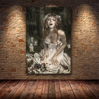 Vampyras Angelas Mergaitė, Plakatų ir grafikos Helovinas Magija Ragana Nuotrauką Sienos Meno Kambarį Namuose Miegamasis Gotikos Juostos Apdailos