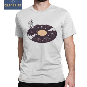 Vyrai Kosminės Garso Kosmosą Astronautas Marškinėliai Medvilnės Drabužius Naujovė Trumpomis Rankovėmis Apvalios Kaklo Tees Klasikiniai Marškinėliai 14