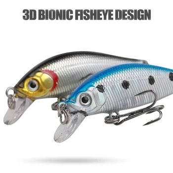 1 Vnt Minnow Žvejybos Masalas 53mm 3g 3D Akis Crankbait nepastovi žmogus Dirbtinės Plastikinės Sunku Masalas, Žūklės Reikmenys