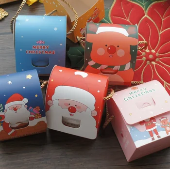 10vnt Kalėdų Santa Briedžių Sniego Dizaino Popieriaus Dėžutė su Rankena Slapukas Šokolado Muilas Žvakė Šalis 