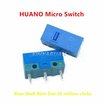 200pieces Naujas Originalus HUANO Pelės Mikro Jungiklis, mėlyna korpuso mėlynas taškas 50 milijonų kartų 0.78 N kompiuterio pelės 3pins mygtuką perjungti
