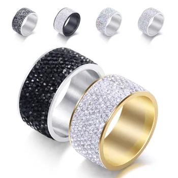 2023 Naujas Fine Jewelry didmeninė Kristalų iš Austrijos Classic nerūdijančio plieno su 8 eilėmis cirkonis žiedai Tinka Moterims ir Vyrams