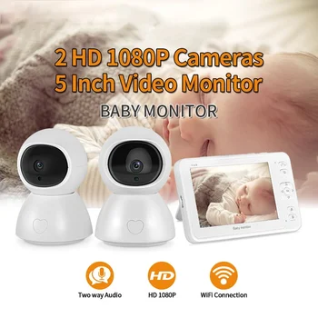 5 Colių Kūdikio stebėjimo Naktinio Matymo 1 Ekrano Skaičius 2/3 Stebėjimo Kameros 1080P Saugumo Kameros Auklės Kamera su 2 Kameros