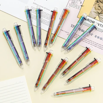 50 Vnt Studentų Multi-color Ball Pen Paspauskite Tipo 6-spalva, Viena Spalva Multi-funkcija Tušinukai Kūrybos Raštinės reikmenys