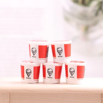 5vnt/set 1/12 Lėlių Miniatiūrinės Maisto Fastfood Mini KFC Šeimos Kibirą McDonald Kibirą Modle Žaislai Apsimesti Žaisti Doll House Dekoro