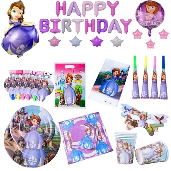 Animacinių Filmų Sofija Princess Vienkartiniai Nustatyti Popieriaus Taurės Plokštė Vystymo Staltiesė Baby Shower Gimtadienio Prekių Apdaila