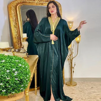 Arabų Dubajus Abayas Moterų Maroko Caftan Vakarinę Suknelę Eid Mubarakas Islamas Drabužių Kimono Boubou Skraiste Djellaba Femme