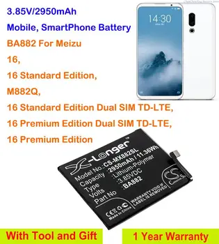 Cameron Kinijos 2950mAh Mobilųjį, SmartPhone Baterija BA882 už Meizu 16, 16 Premium Edition, 16 Standard Edition, M882Q