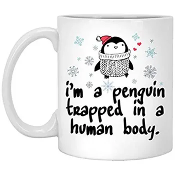 Juokinga Kavos Puodelį, aš esu Pingvinas Spąstai Žmogaus Kūnas - Puiki Dovana Pingvinas Meilužis - Savo Mergina Turi Viską, B