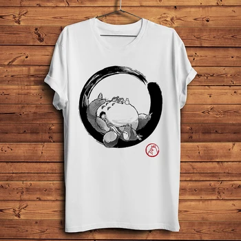 kawaii sumi-e, Kaimynas Totoro Ne Veido vyras juokingas anime marškinėlius Vyrų naujas Baltos spalvos Atsitiktinis trumpas Marškinėliai Unisex manga streetwear tee
