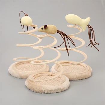 Kūrybos kačių žaislai, Pliušas pavasario plokštė interaktyvus pet žaislas Spiralinės vielos pavasario pelės disko žuvų katė vyriais ir bite naminių reikmenys