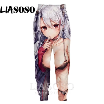 LIASOSO Azur Lane Seksuali Anime Mergina Atsitiktinis Kelnės Harajuku 3D Spausdinimo Vyrų, Moterų Žiemos Mados Streetwear Anime Jogger Sweatpants
