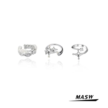 MASW Mados Moterų Žiedai 2021 Nauja Tendencija Subtilus Originalaus Dizaino Žalvario Metalo AAA Cirkonis Star Žiedai Madinga Papuošalai Dovanų Šalis