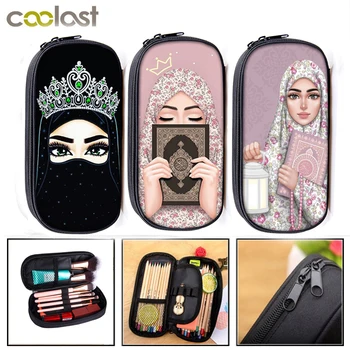 Moteris Hijab Veido Kosmetikos Atvejais, Musulmonų ir Islamo Gril Akis grožio mergina makiažas maišelį žiaunos pieštuku maišelis, dėžutė mokyklos stacionarių krepšys