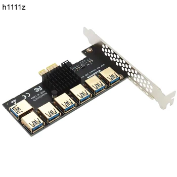 NAUJAS PCIE 1 iki 7 Riser Card PCI Express daugiklis Hub Adapteris USB 3.0 PCI-E x1 kad x16 Stove Už Bitcoin Mining Miner BTC Prietaisai