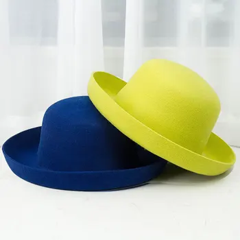 Naujas Vilnos Skrybėlę 100% Skrybėlės Moterims Dome Bžūp Šilta Asmenybė Elegantiškas Mados Prabangių Skrybėlių variklio Dangčio Bažnyčia, Panamos Skrybėlė шапка женская