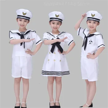 Sailor Vienodas Vasarą Vaikai Kostiumas Choras Mergaitė Berniukas Karinio Jūrų Laivyno Helovyno Cosplay Karnavalas Šalies Armijos Kostiumas Anime Mokyklos Etape Dėvėti Šokių