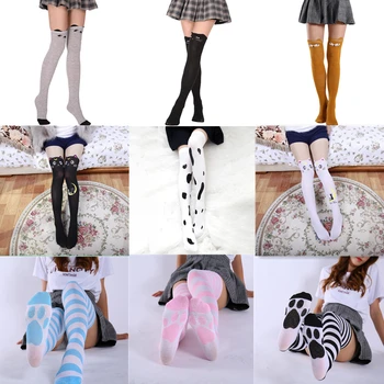 seksualios kojinės moterims mielas cattail triko moterų animacinių filmų karvė kojinės, seksualios perspektyvos, pėdkelnės, kojinės ilgai seksualios kojinės