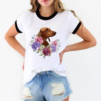 Takso drugelis spausdinti animacinių filmų marškinėlius moterims gyvūnų šunų mylėtojas t-shirt harajuku vasaros top drabužius punk tee marškinėliai femme