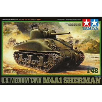 Tamiya 32523 1/48 JAV antrojo pasaulinio KARO Vidutinis Tankas M4A1 Sherman Karinės Hobis Žaislas Plastikiniai Modelis Pastato Surinkimo Rinkinys Berniukas Vaikų Dovanų
