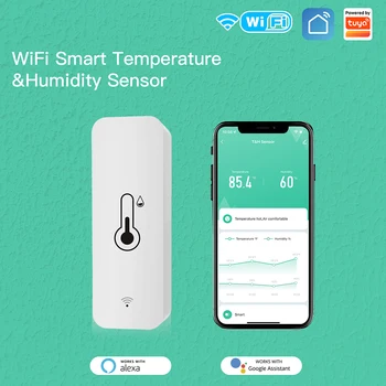 Tuya Smart WIFI Temperatūros Ir Drėgmės Jutiklis Patalpų Termometras su Drėgmėmačiu Smart Gyvenimo Kontrolės Paramos Alexa, Google 