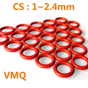 VMQ Raudona Silikono Žiedo Tarpiklis CS 1mm/1,5 mm/2mm/2.4 mm OD 5 ~ 80mm Silicio O Žiedo Tarpiklis Maisto kokybės Guminis sandarinimo Žiedas Vmq Asortimentas