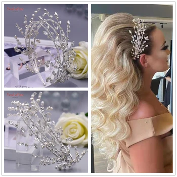 YouLaPan HP381 Elegantiškas Vestuvių Tiara Vestuvių Plaukų Aksesuarai Kristalų Moterų Hairbands Bling Kaspinai Moterų Vestuvių Galvos Lankelis